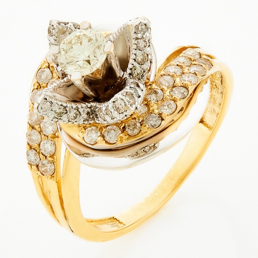Кольцо из комбинированного золота 750 пробы c 83 бриллиантами Л46048089 фото 1