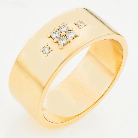 Кольцо обручальное из желтого золота 585 пробы c 6 бриллиантами
