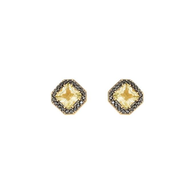 Серьга из золота 585 пробы c 20 бриллиантами и 1 цитрином