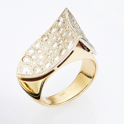 Кольцо из комбинированного золота 585 пробы c 60 бриллиантами Л08075060 фото 1
