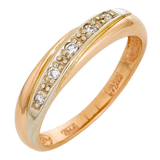 Кольцо из комбинированного золота 585 пробы c 5 бриллиантами, Л30133079 за 12375
