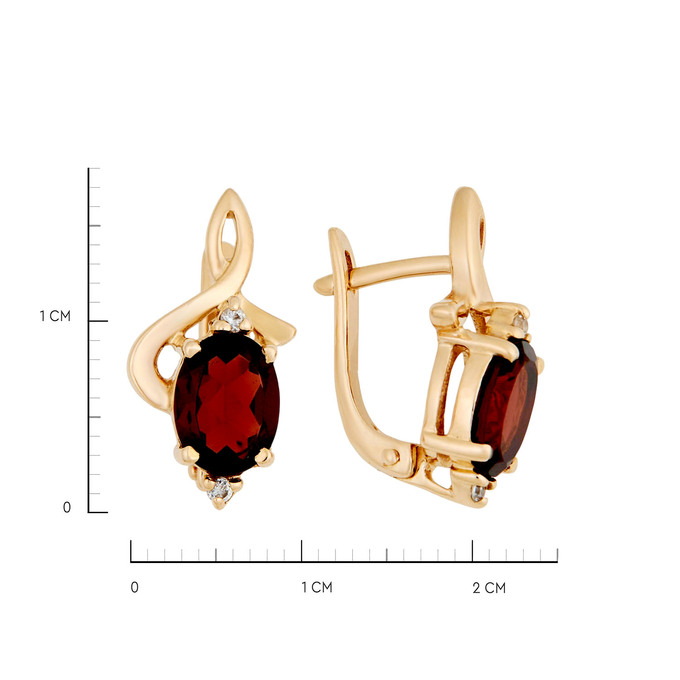 Серьги из золота 585 пробы с гранатами и фианитами, Л 6202 2195 за 39600