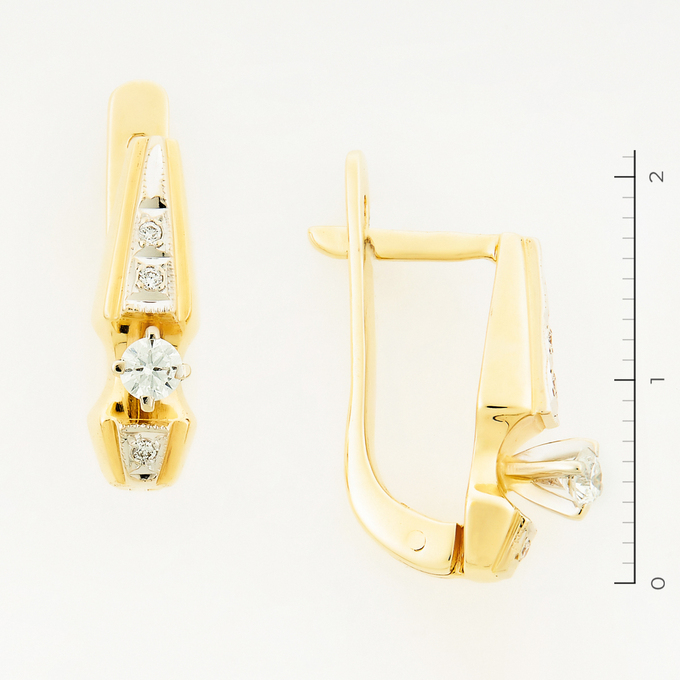 Серьги из золота 585 пробы c 8 бриллиантами