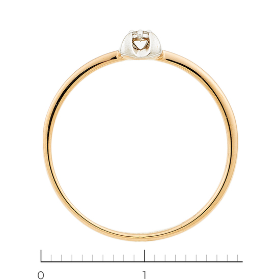 Кольцо из комбинированного золота 585 пробы c 1 бриллиантом, Л76008632 за 4750