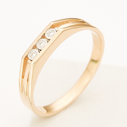 Кольцо из комбинированного золота 585 пробы c 3 бриллиантами Л35030620 фото 1
