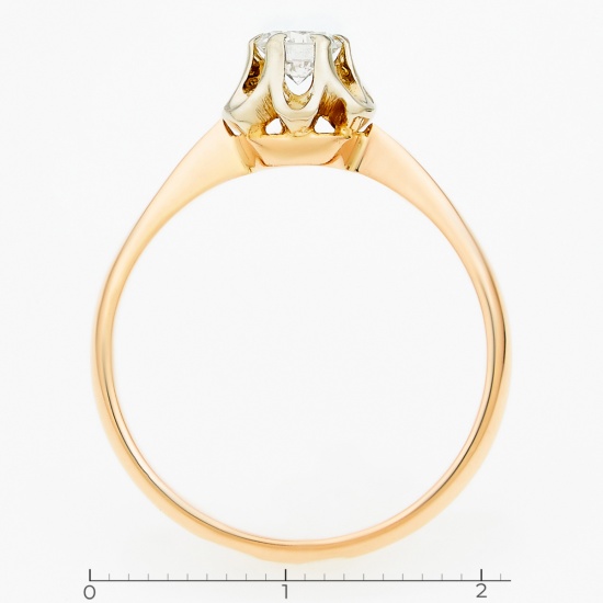 Кольцо из комбинированного золота 583 пробы c 1 бриллиантом, Л04076016 за 38600