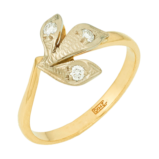 Кольцо из комбинированного золота 750 пробы c 3 бриллиантами, Л09105051 за 16760