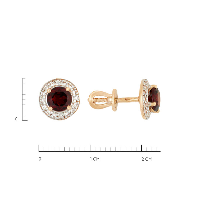 Серьги из золота 585 пробы с гранатами и фианитами, Л 2209 1442 за 19600