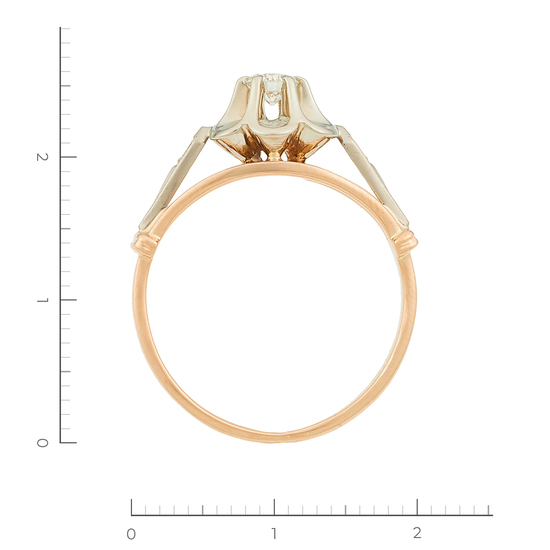 Кольцо из комбинированного золота 583 пробы c 1 бриллиантом, Л28088074 за 25400