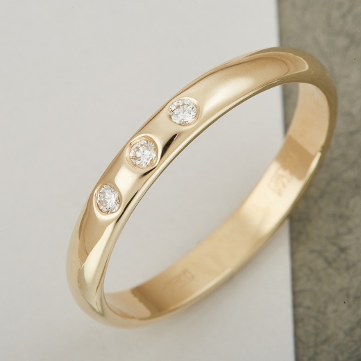 Кольцо из желтого золота 585 пробы c 3 бриллиантами 105724 фото 1