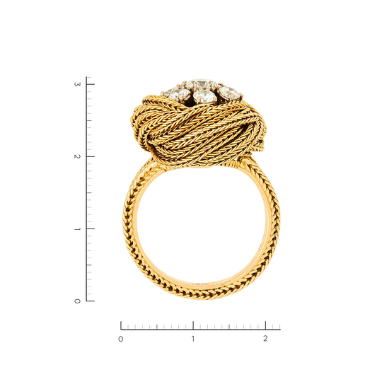 Кольцо из комбинированного золота 750 пробы c 8 бриллиантами, Л28078550 за 289000