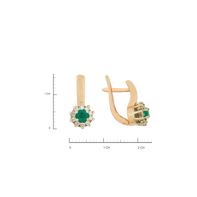 Серьги из золота 585 пробы c изумрудами и бриллиантами, Л 7601 3814 за 59640