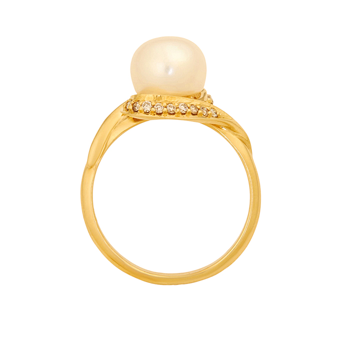 Кольцо из золота 750 пробы c бриллиантами и культивированным жемчугом, Л 0515 2400 за 69440