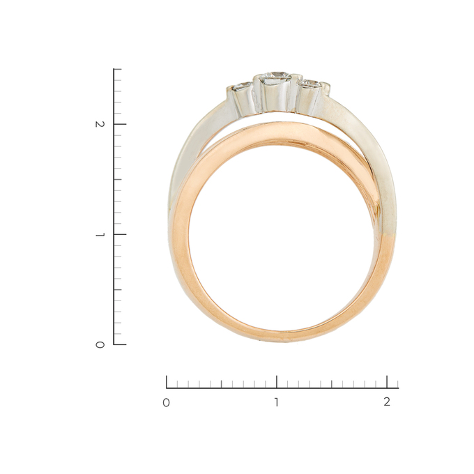 Кольцо из комбинированного золота 585 пробы c 3 бриллиантами, Л 7501 6964 за 66450
