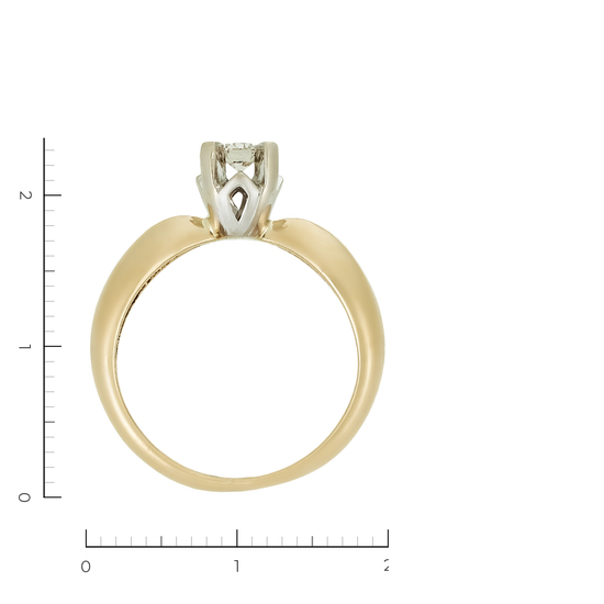 Кольцо из комбинированного золота 585 пробы c 1 бриллиантом, Л57031689 за 33200