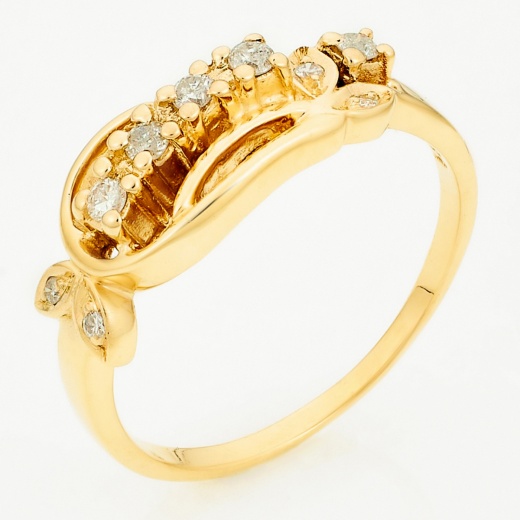 Кольцо из желтого золота 585 пробы c 9 бриллиантами Л43030056 фото 1