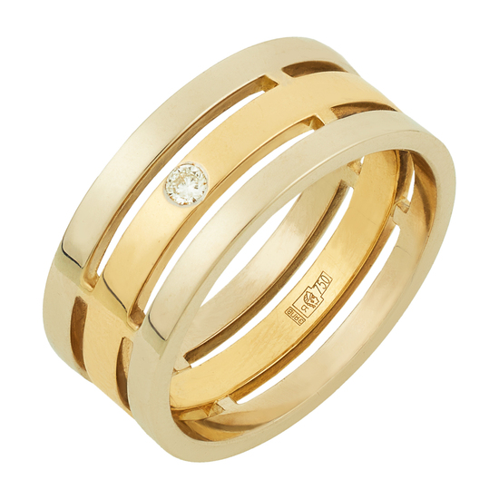 Кольцо из комбинированного золота 750 пробы c 1 бриллиантом, Л51036729 за 46140