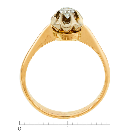 Кольцо из комбинированного золота 750 пробы c 1 бриллиантом, Л47089371 за 16200