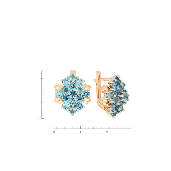 Серьги из золота 585 пробы c 30 топазами Лондон, Л 4709 8584 за 56460