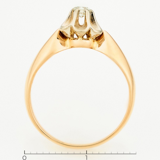 Кольцо из комбинированного золота 585 пробы c 1 бриллиантом, Л05138167 за 11200
