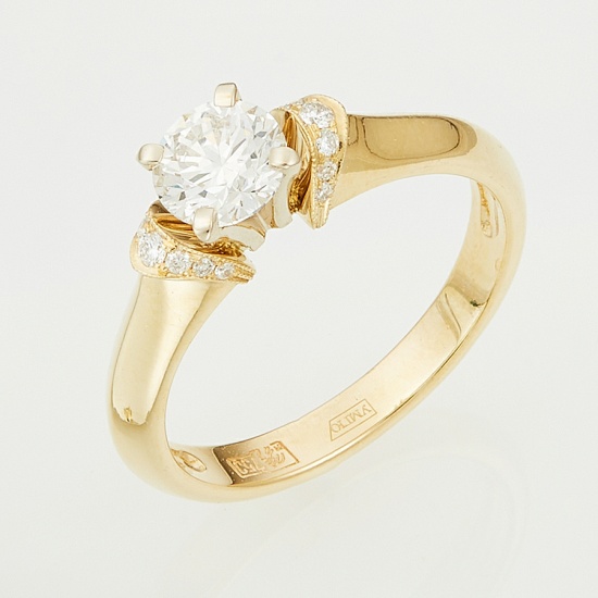 Кольцо из комбинированного золота 750 пробы c 15 бриллиантами, Л57019159 за 123000
