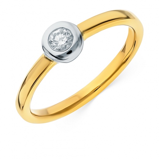 Кольцо из комбинированного золота 750 пробы c 1 бриллиантом 092502 фото 1
