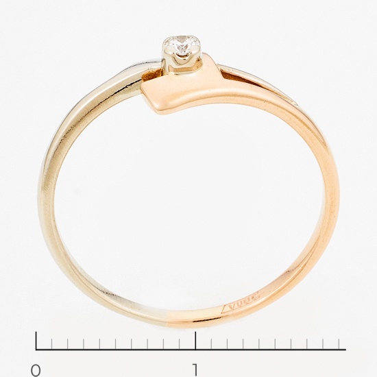 Кольцо из комбинированного золота 585 пробы c 1 бриллиантом, Л16147056 за 7200