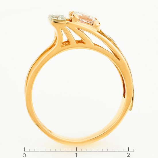 Кольцо из комбинированного золота 585 пробы c фианитами, Л73005493 за 15900