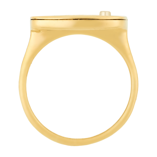 Кольцо из желтого золота 750 пробы c 1 бриллиантом и 1 перламутром, Л33089608 за 49000