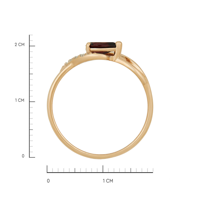 Кольцо из золота 585 пробы c гранатом и бриллиантами, Л 0515 0183 за 15920