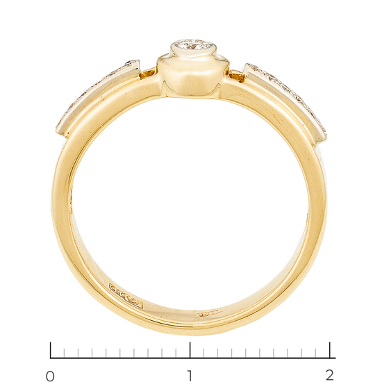 Кольцо из комбинированного золота 585 пробы c 13 бриллиантами, Л35060497 за 19450