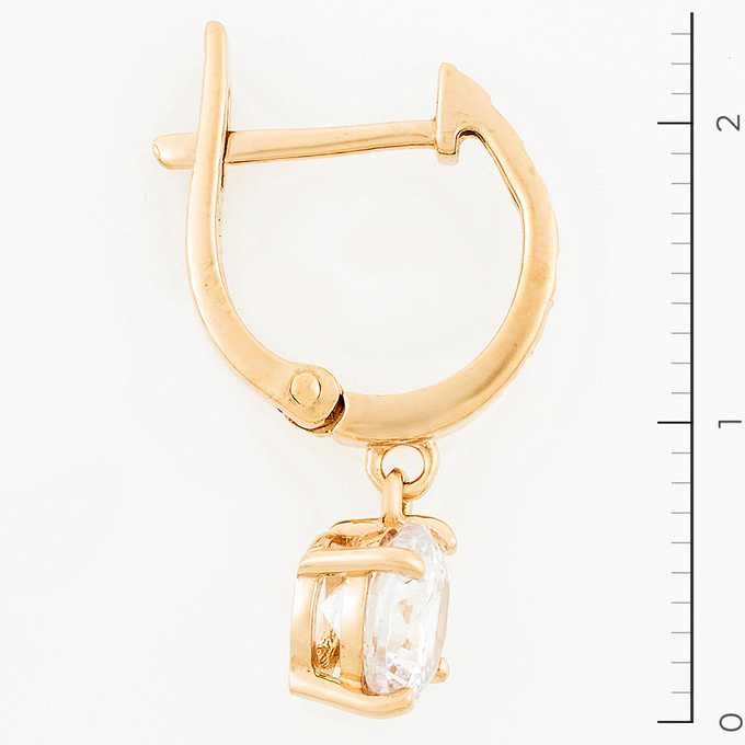 Серьги из красного золота 585 пробы c фианитами