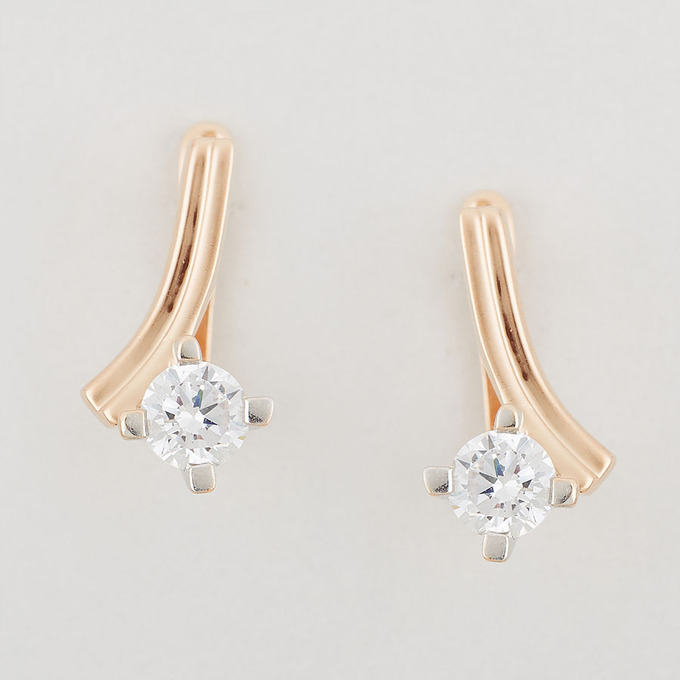 Серьги из золота 585 пробы c фианитами