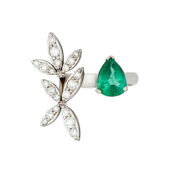 Кольцо из золота 585 пробы c изумрудом и бриллиантами, Л 2811 7455 за 305000