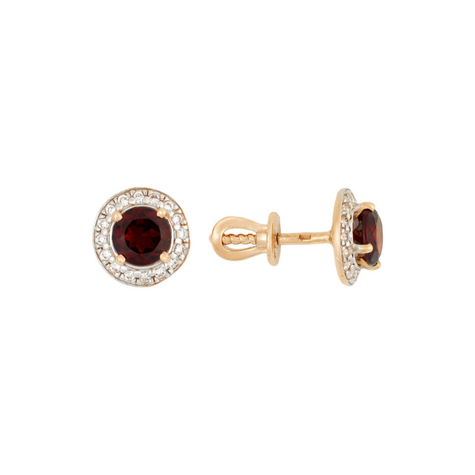 Серьги из золота 585 пробы с гранатами и фианитами, Л 2209 1442 за 19600
