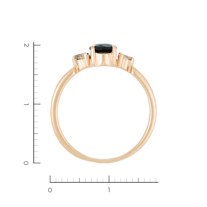 Кольцо из золота 585 пробы c 2 бриллиантами и 1 сапфиром, Л 5804 5800 за 37520