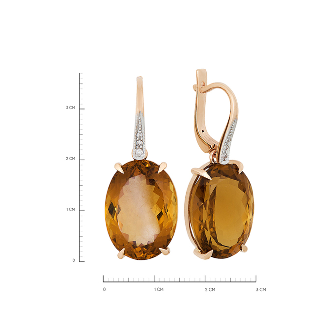 Серьги из золота 585 пробы c цитринами и бриллиантами, К 0000 5152 за 75900