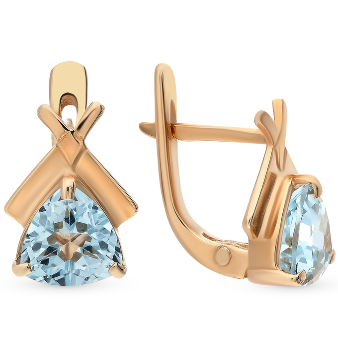 Серьги из золота 585 пробы c топазами