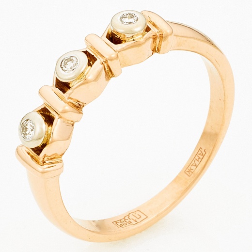 Кольцо из комбинированного золота 585 пробы c 3 бриллиантами Л54033917 фото 1