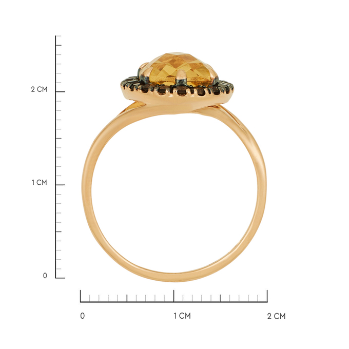 Кольцо из золота 585 пробы c цитрином и раухтопазами, Л 4609 2695 за 28800