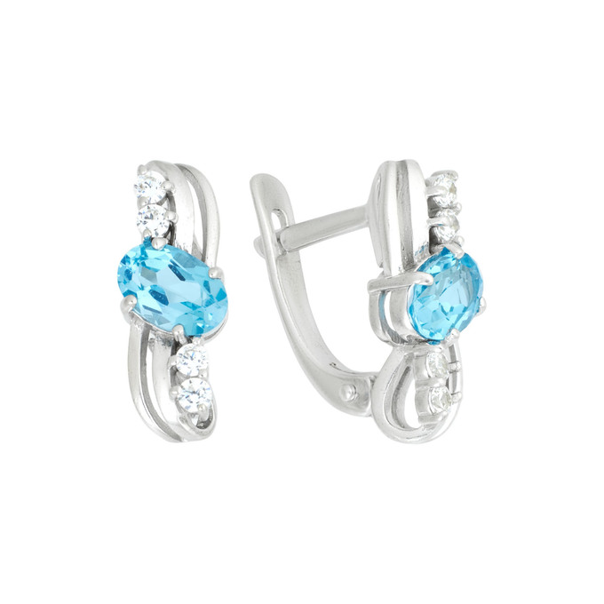 Серьги из золота 585 пробы с топазами и фианитами, Л 3606 7989 за 37100