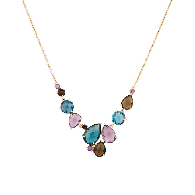 Колье из золота 585 пробы c топазами Лондон, аметистами и раухтопазами, Л 1116 7362 за 78300