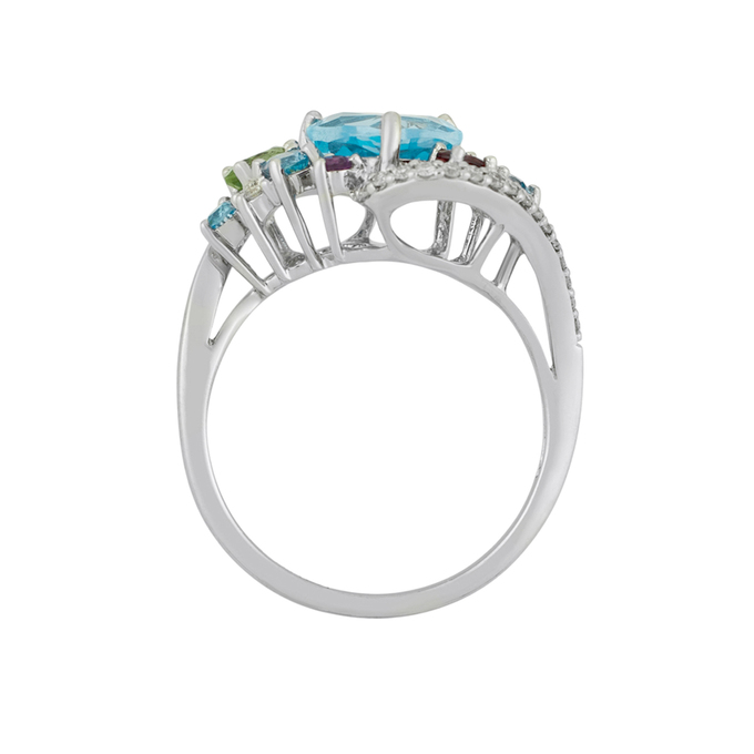 Кольцо из золота 585 пробы c топазами, хризолитом, турмалином, аметистом и бриллиантами, Л 4807 8413 за 42800