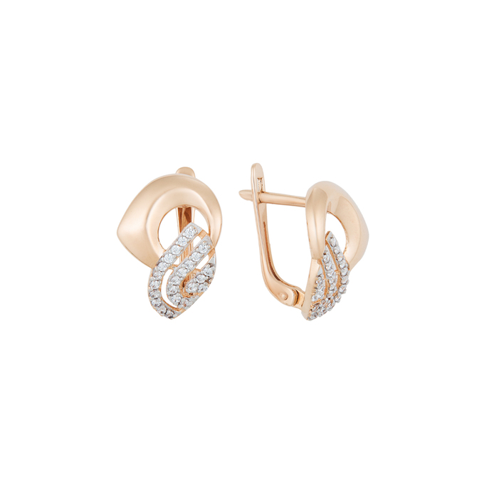 Серьги из золота 585 пробы c фианитами