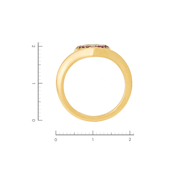 Кольцо из желтого золота 585 пробы c 19 бриллиантами и 18 рубинами, Л18112273 за 46130