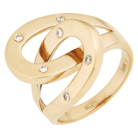 Кольцо из комбинированного золота 585 пробы c 6 бриллиантами, Л37051700 за 39540