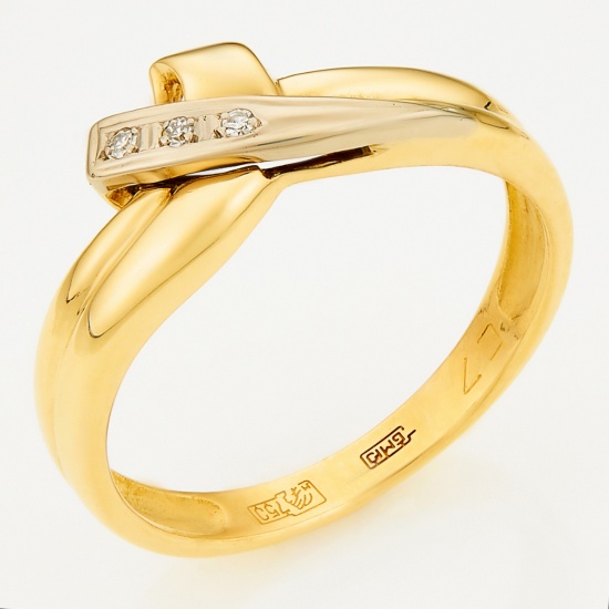Кольцо из комбинированного золота 750 пробы c 3 бриллиантами, Л30017923 за 42800