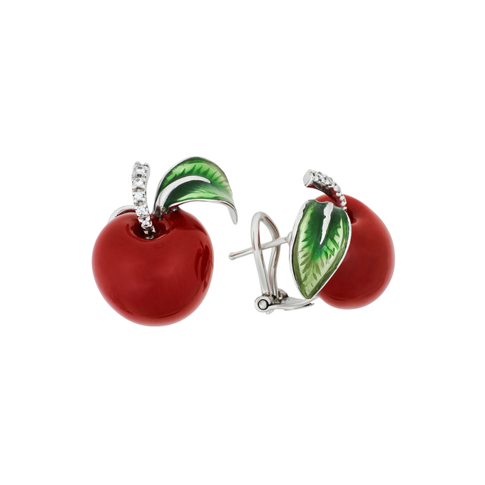 Серьги из золота 750 пробы c бриллиантами и эмалями, К 0000 2658 за 145000