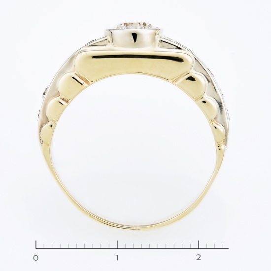 Кольцо печатка из комбинированного золота 585 пробы c 11 бриллиантами, Л24128772 за 189280