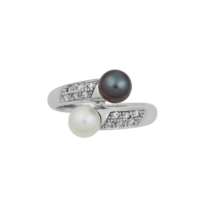 Кольцо из золота 585 пробы c бриллиантами и культивированным жемчугом, Л 3904 0745 за 54950